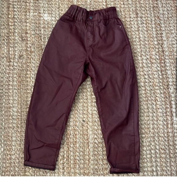 ZARA HIGH WAIST PARACHUTE JEANS PLAID BURGUNDY BUNDLE SIZE SMALL USA 2 - Picture 2 of 9
